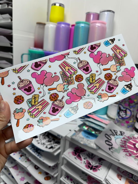 UV DTF WRAP - Cute Items pop corn Libbey cup Wrap