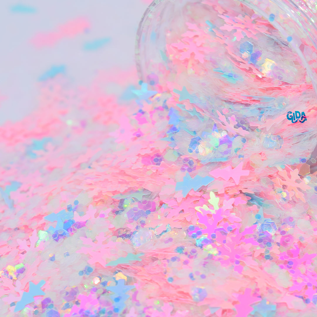 Pink Christmas Tree and Snowflakes Chunky Glitter - 2.2 oz