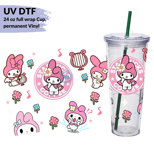 UV DTF Sticker Wraps - Pink Melody 24 oz