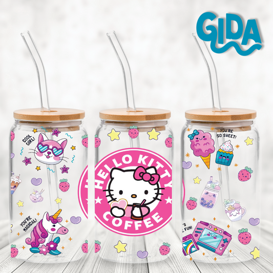 UV DTF - You are so sweet vintage kitty 16oz libbey cup Wrap