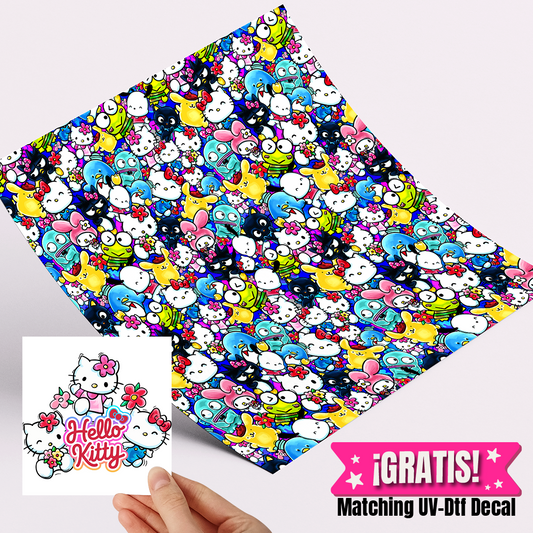 High Quality Printed Adhesive Vinyl – Permanent Finish 12x12" Kitty Pattern / Free Uvdtd decal