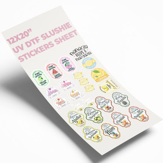 Cup Wrap Uv Dtf Sticker - 12X20 INCHES Slushie uv dtf Stickers sheet