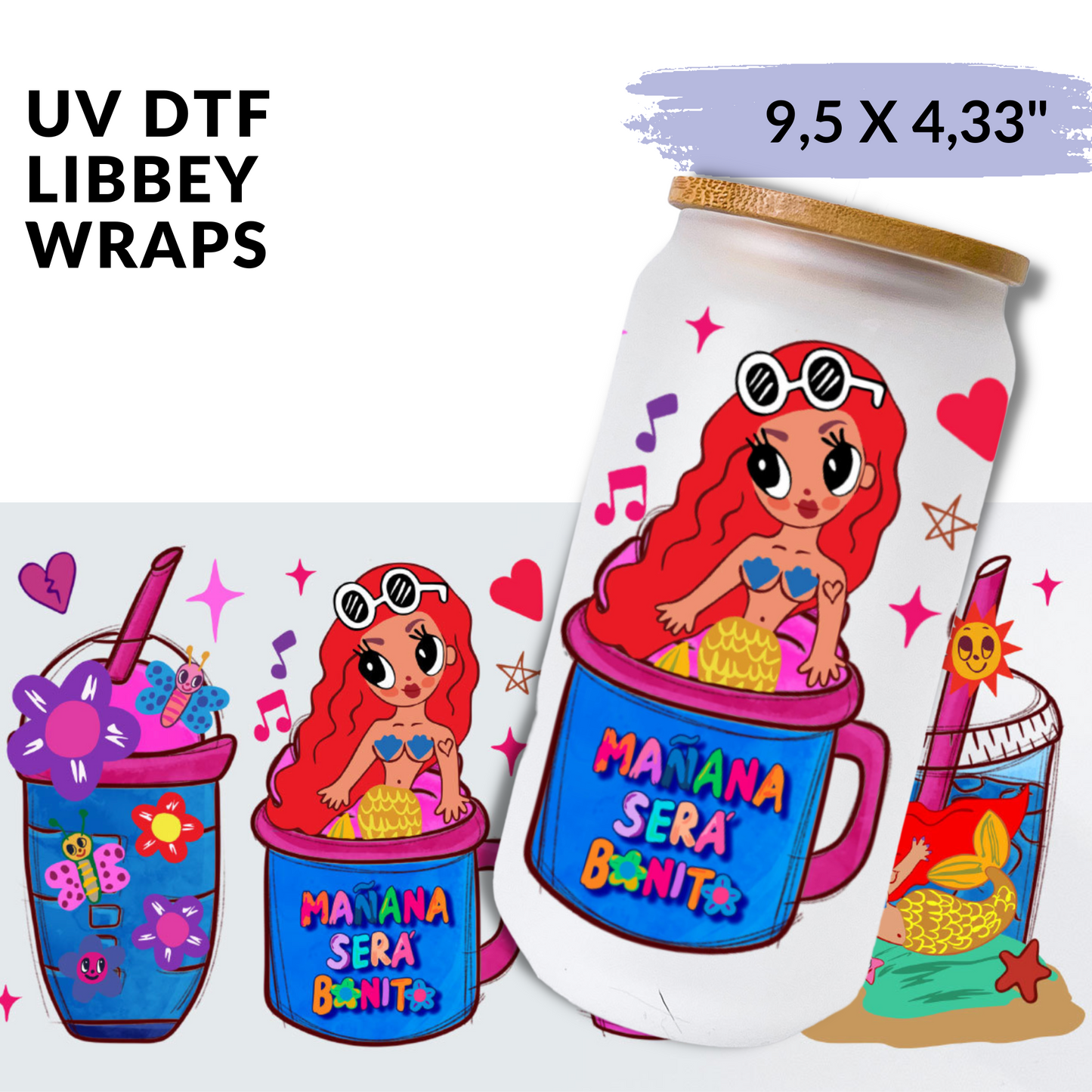UV DTF - Blue Coffee Cup Karol G Libbey cup Wrap