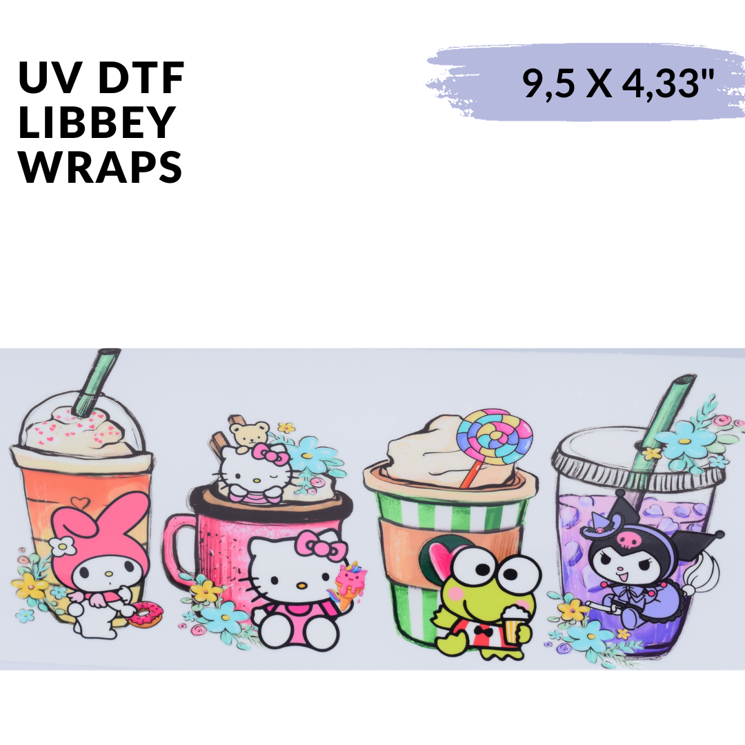 UV DTF Stickers Wraps - Hello Kitty and Friends libbey cup Wrap