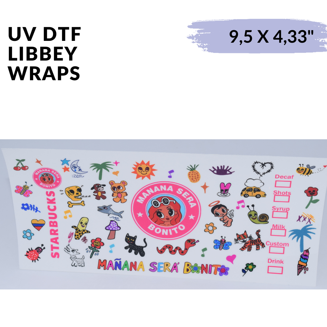 UV DTF - Pink Coffee Karol G libbey cup Wrap