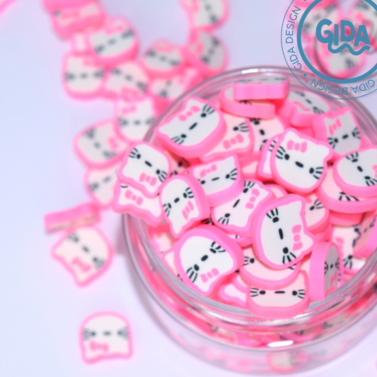 Pink Hello kitty 5 mm Polymer clay 1 oz - Paper craft Shaker Version