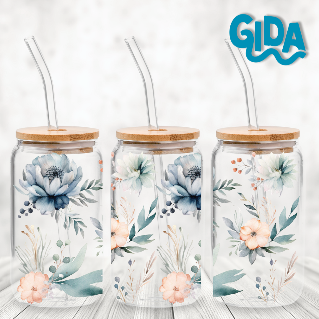Cup Wrap UV DTF Stickers - Vintage Flowers 16 oz wrap