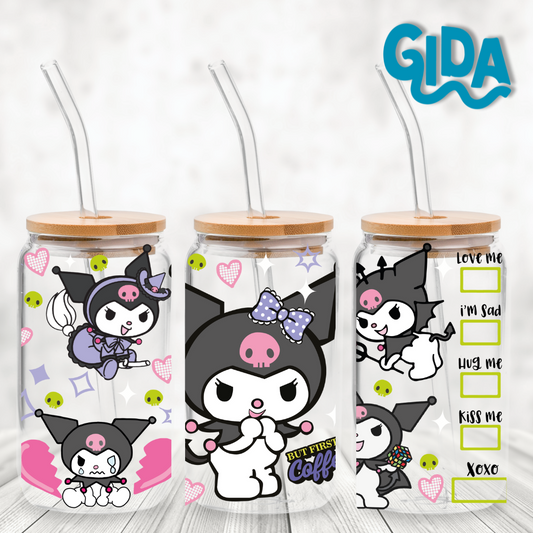 UV DTF WRAP - Kuromi Coffee Xoxo 16oz libbey cup Wrap