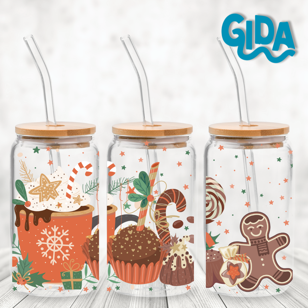 UV DTF WRAP - Feliz Navidad Libbey cup Wrap