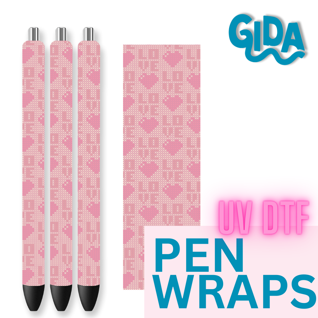 UV DTF - Nude Love Heart Pattern Valentines Pen Wrap