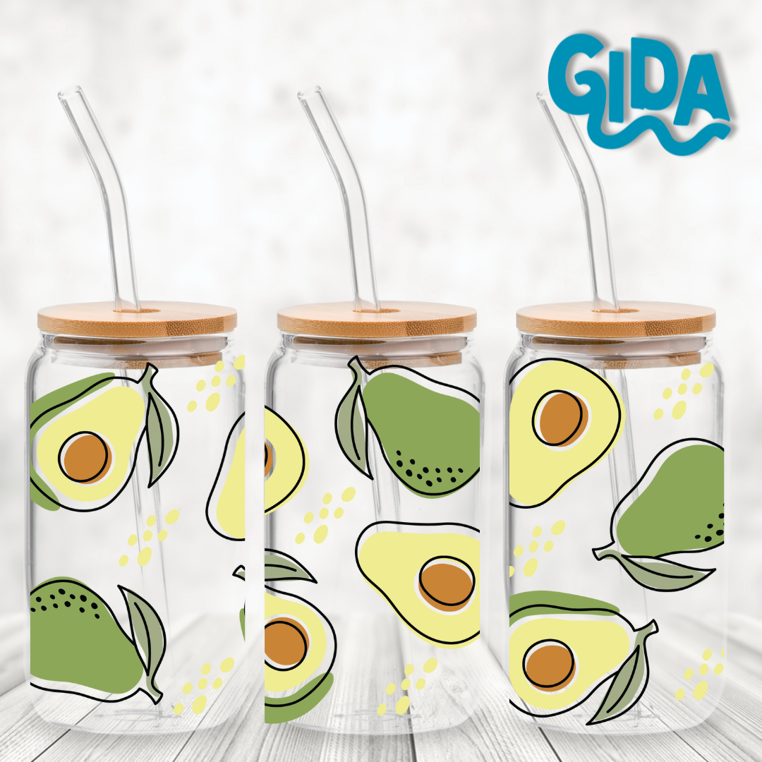 UV DTF Stickers Wrap - Stylish Avocados Libbey cup Wrap
