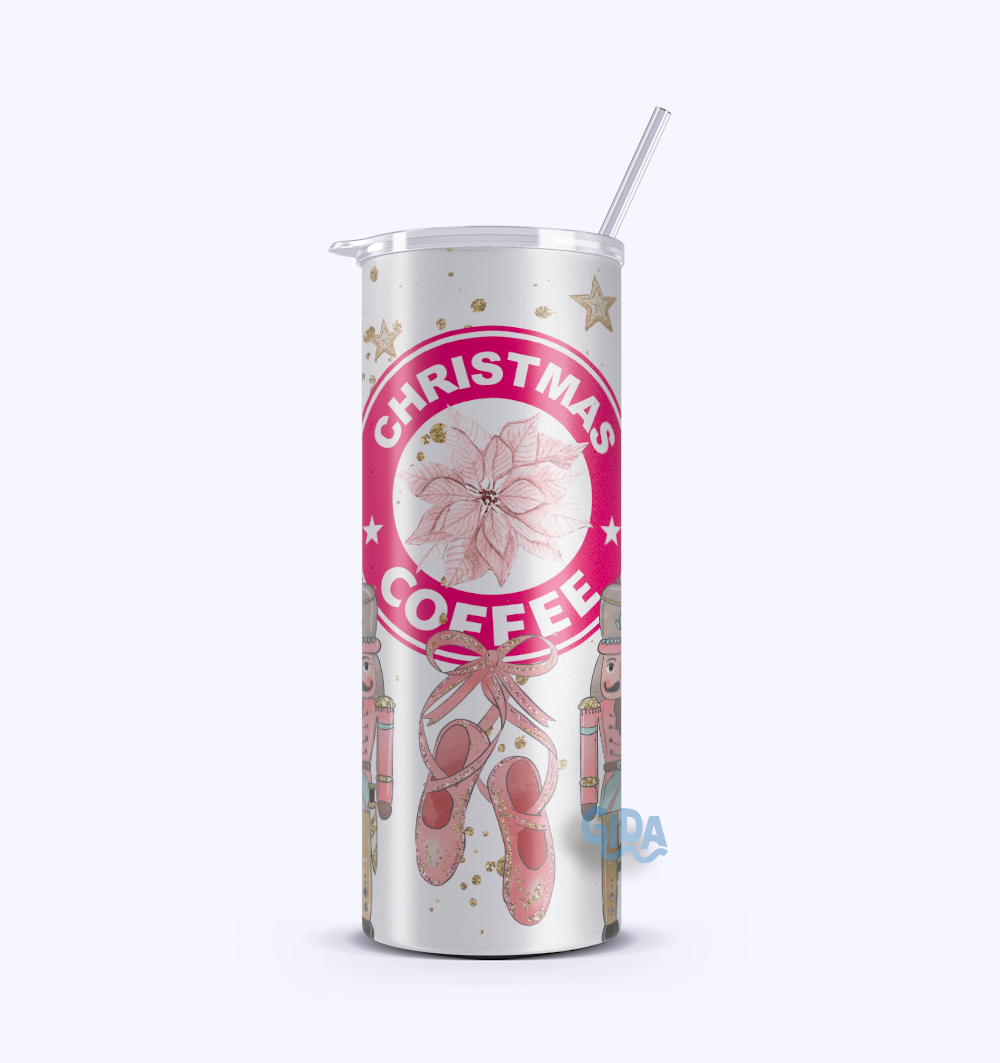 UV DTF - 20oz Tumbler Wrap PINK Nutcracker christmas