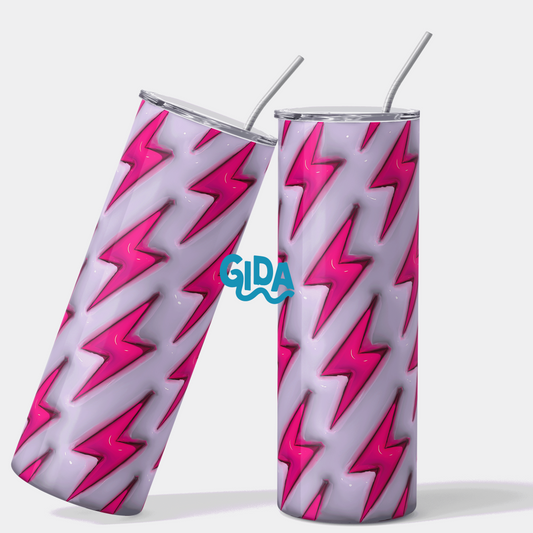 3D - Rayitos Thunder HOT PINK 20oz Straight Tumbler wrap Vinyl
