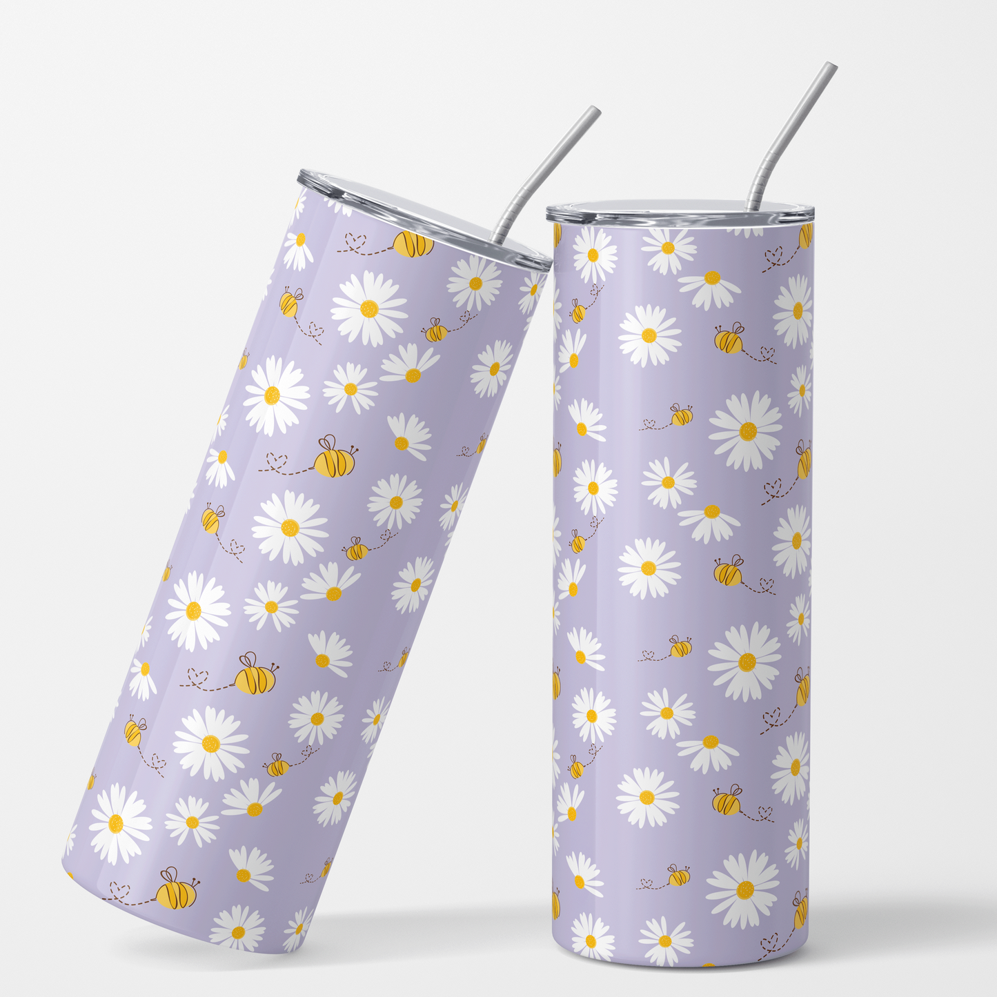 Purple Daisies and Bee's Pattern 12x12" Printed Permanent Vinyl