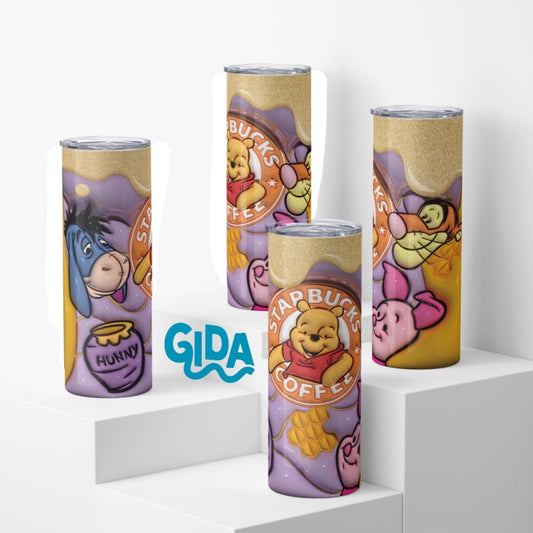3D - Hunny the pooh Winnie Straight 20oz Tumbler wrap Vinyl