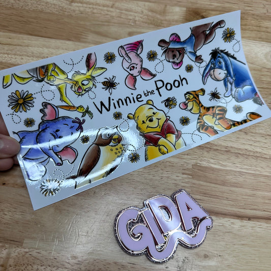 UV DTF Stickers Wrap - Winnie and friends Libbey cup Wrap
