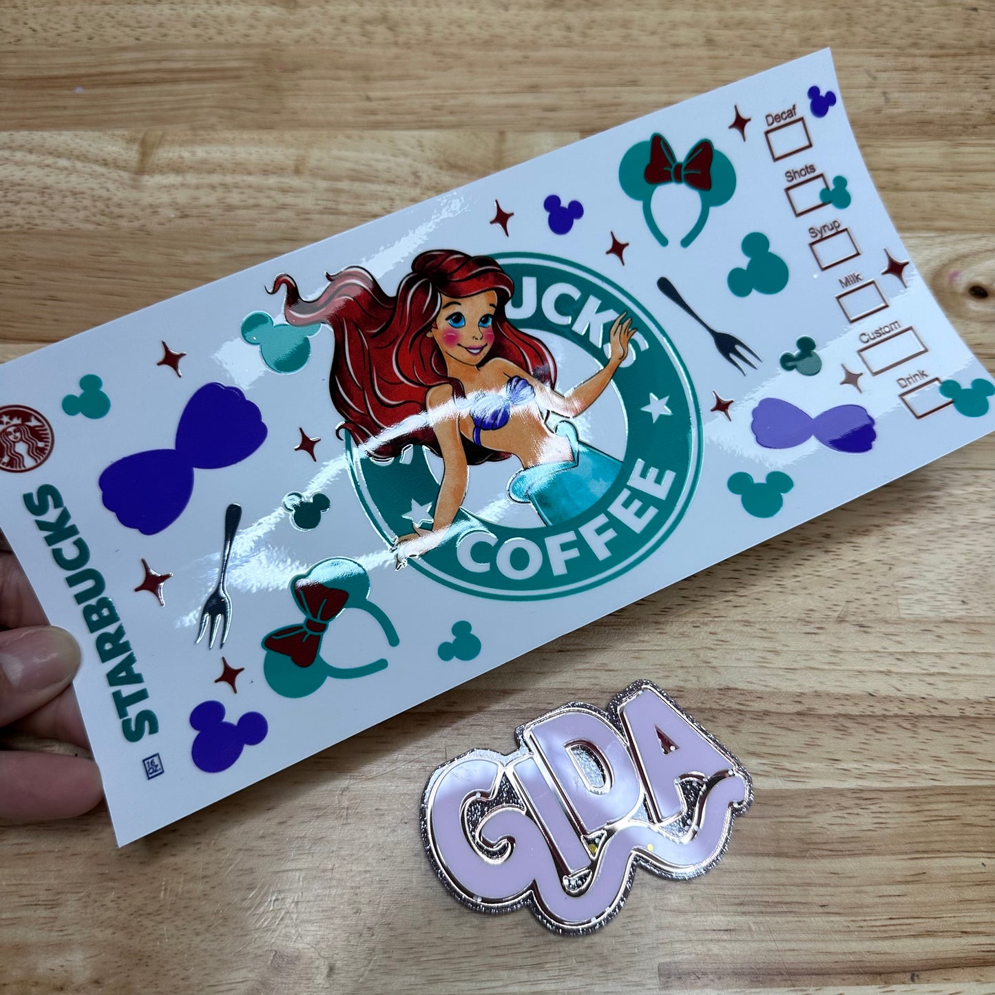 Cup Wrap Uv Dtf Stickers - Mermaid Logo Coffee Libbey cup Wrap