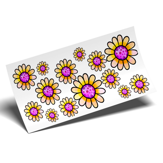 Cup Wrap Stickers UV DTF - Purple sunflowers