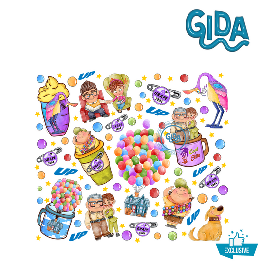 UV DTF - 20oz Tumbler Wrap up Cartoon