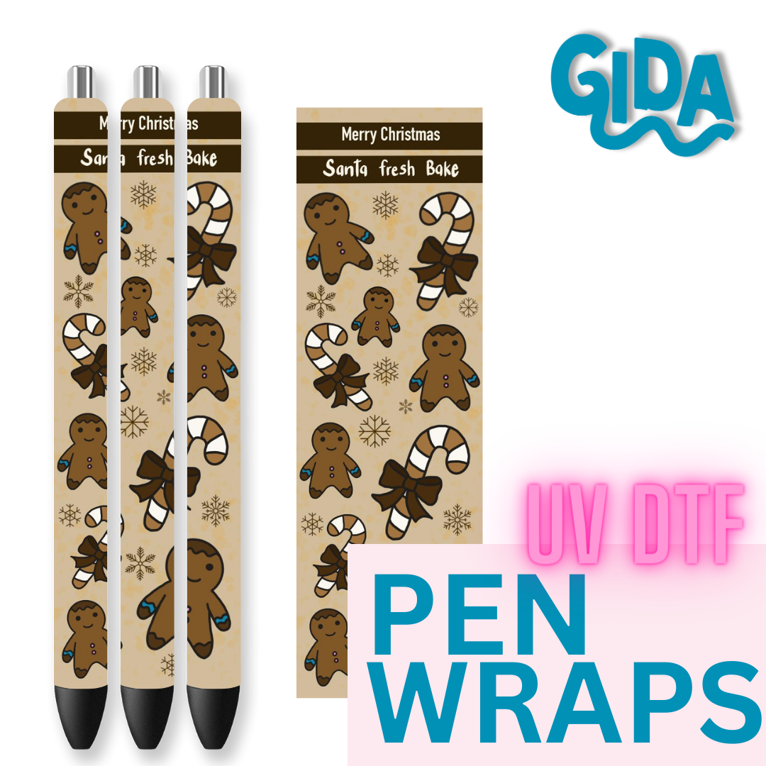 UV DTF - gingerbread Cookies Christmas Pen Wrap