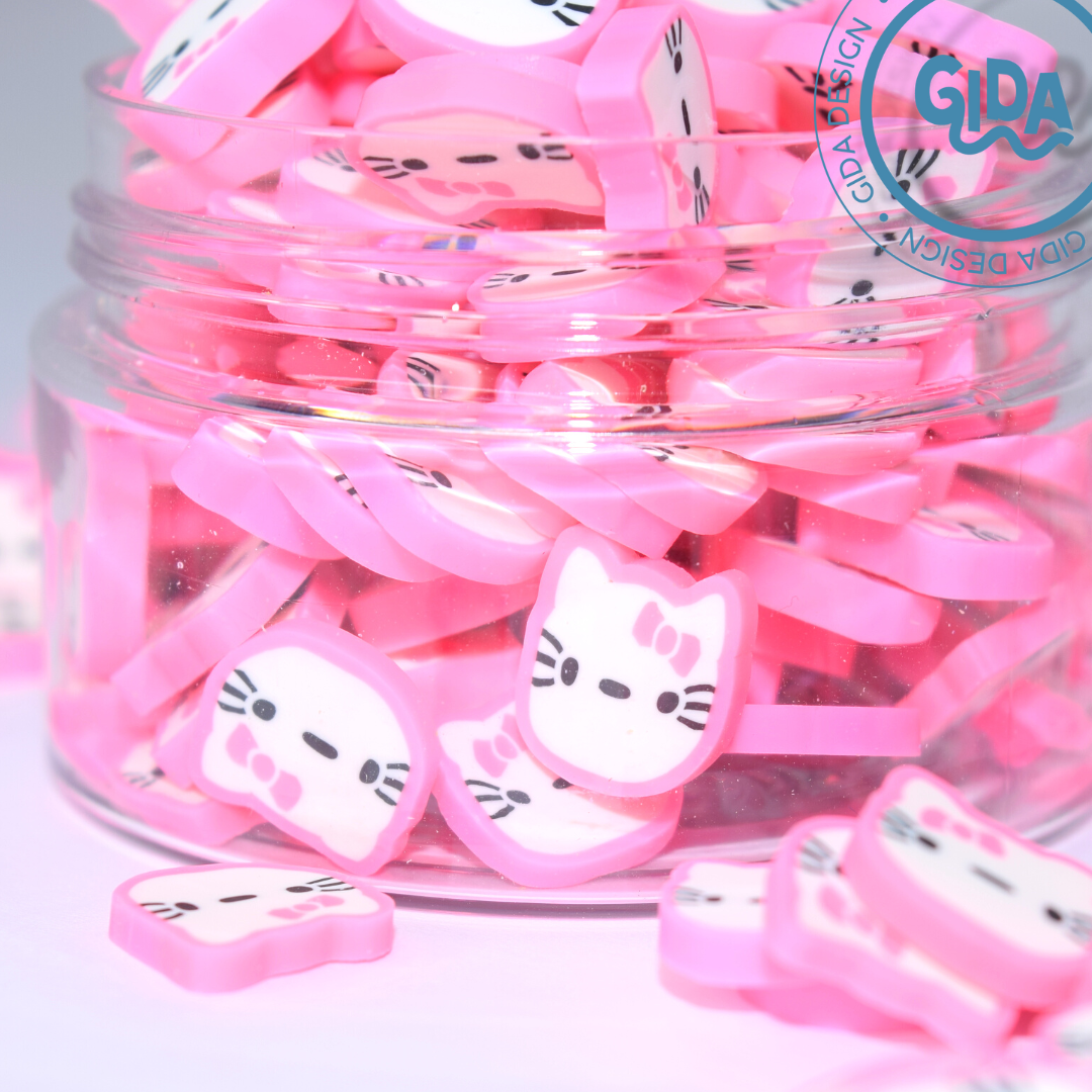 Pink Hello kitty 5 mm Polymer clay 1 oz - Paper craft Shaker Version