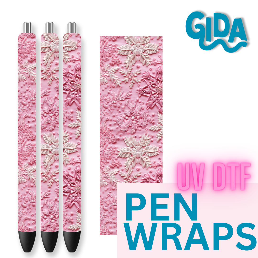 UV DTF - 3D Pink Christmas Pen Wrap