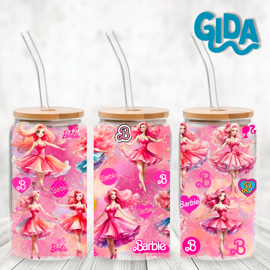 UV DTF - Barbie Dancing full pink Libbey cup Wrap