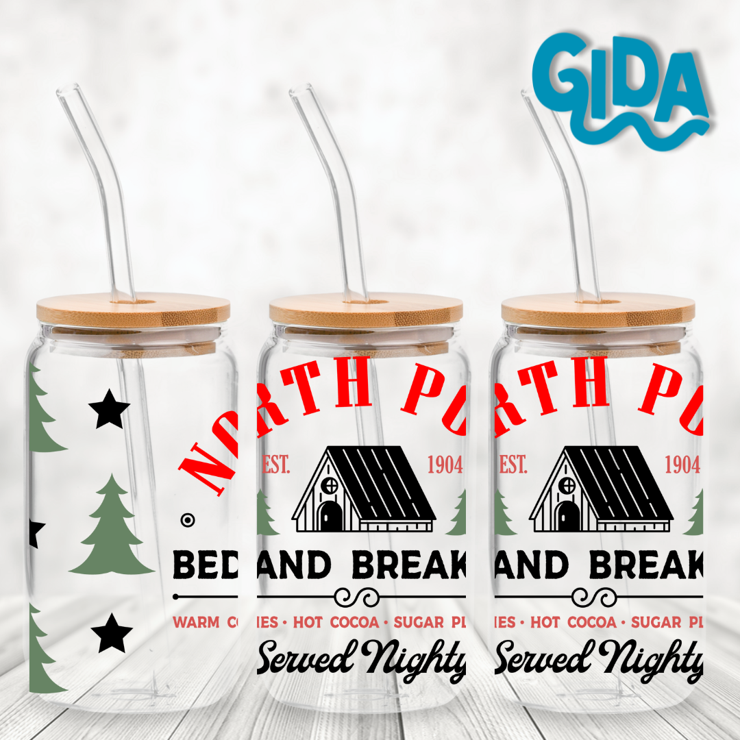 UV DTF - North Pole Est. 1904 Christmas Tree Libbey cup Wrap
