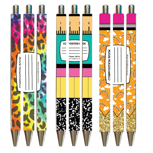 6ct Pen Set Pencil Teacher School Pen Wraps