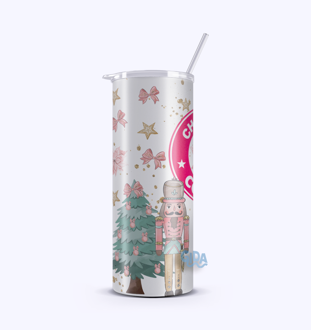 UV DTF - 20oz Tumbler Wrap PINK Nutcracker christmas