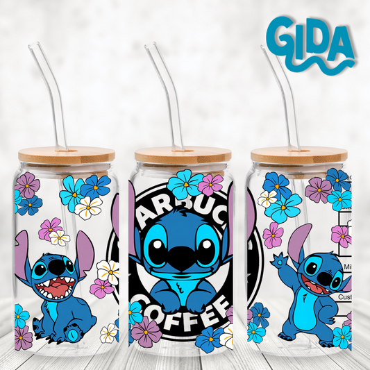 UV DTF - Black Logo and flowers Libbey Wrap