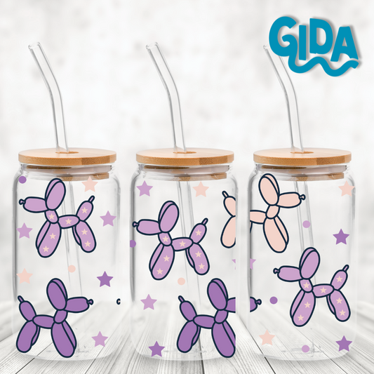 Cup Wrap Uv dtf Stickers - Balloon Artist Purple Stars 16oz Libbey cup Wrap