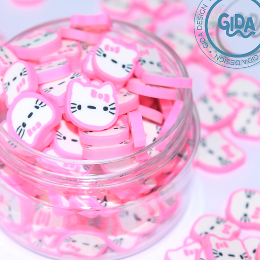 Pink Hello kitty 5 mm Polymer clay 1 oz - Paper craft Shaker Version