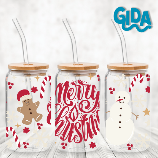 UV DTF - Snowman Red Christmas Libbey cup Wrap