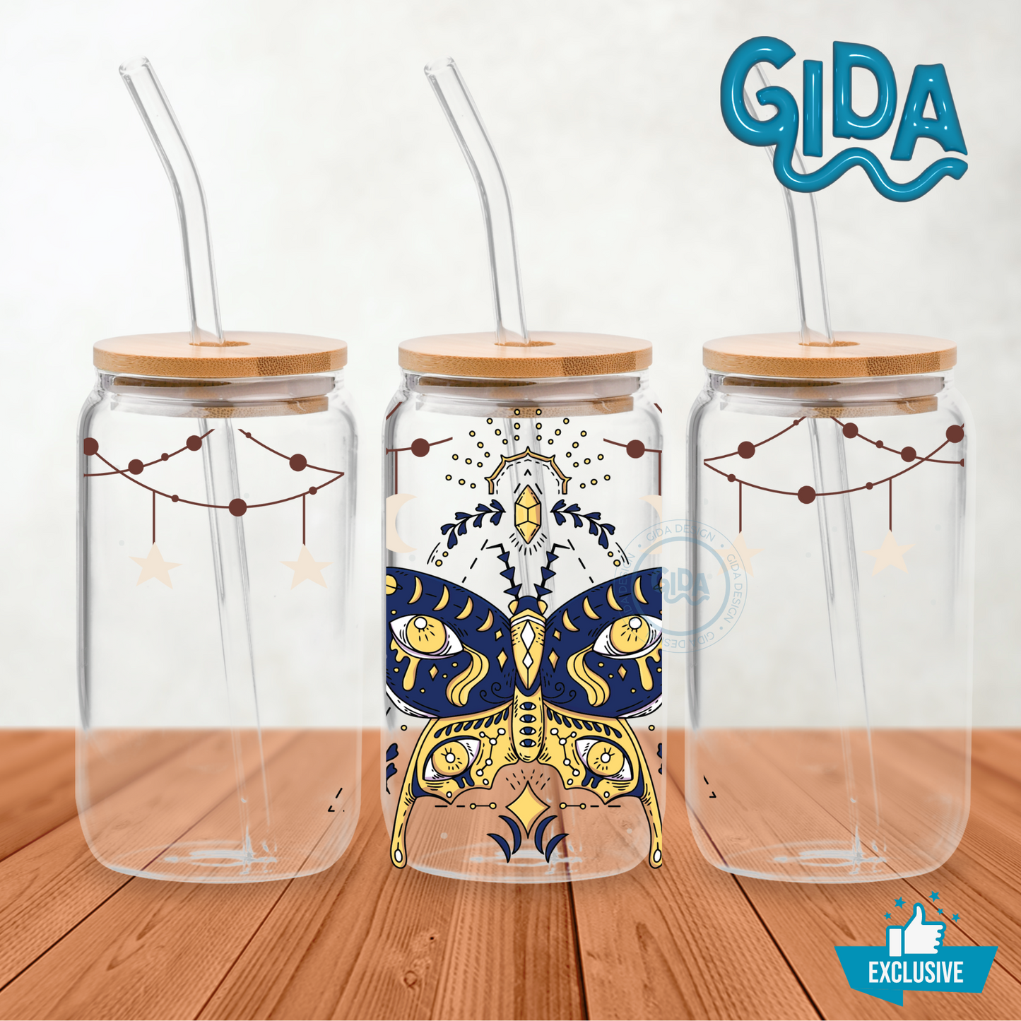 UV DTF - Yellow Butterfly with crown Libbey 16 oz Wrap