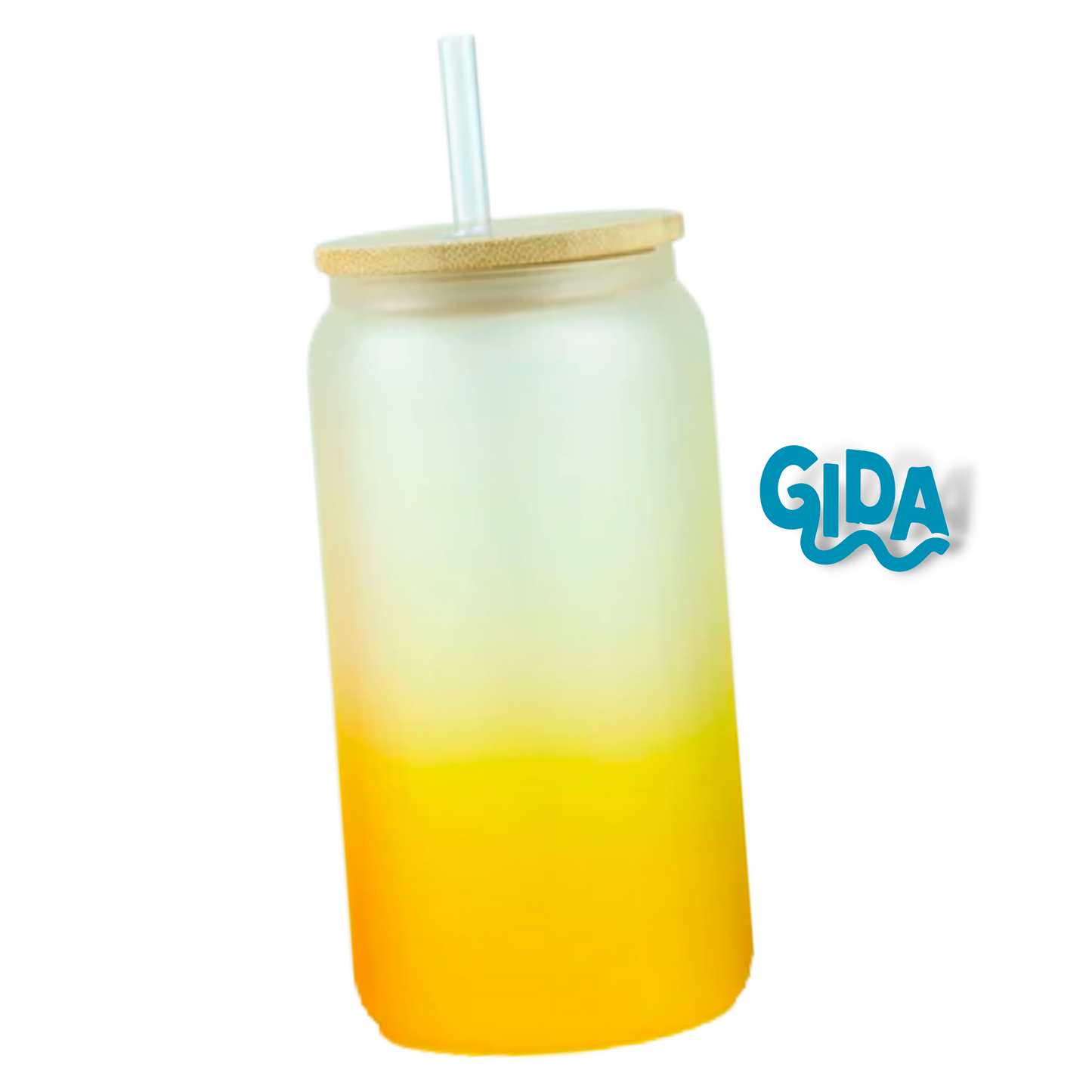 16 OZ YELLOW SUBLIMATION GRADIENT GLASS CAN TUMBLER