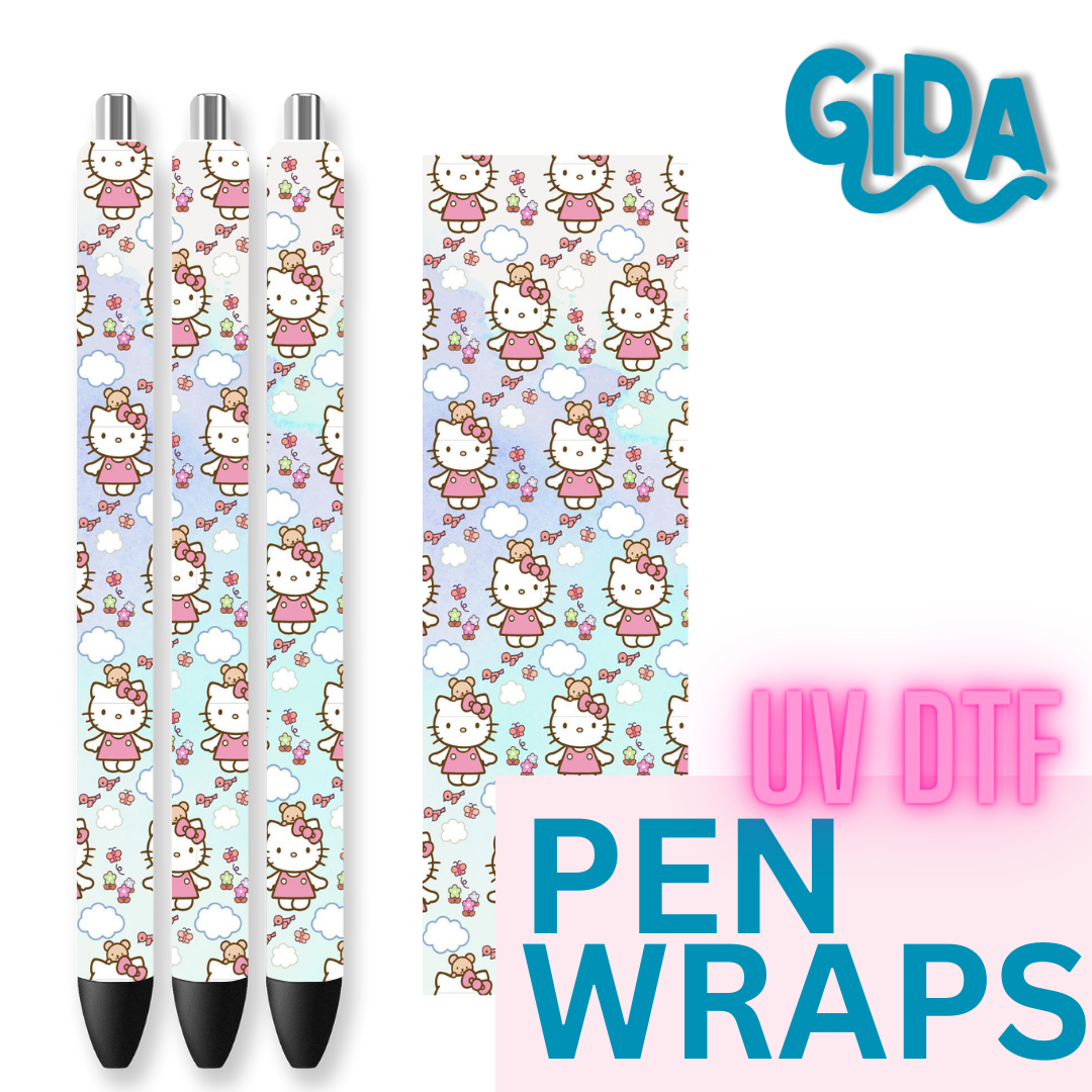 UV DTF - Clouds Hello Kitty Pen Wrap