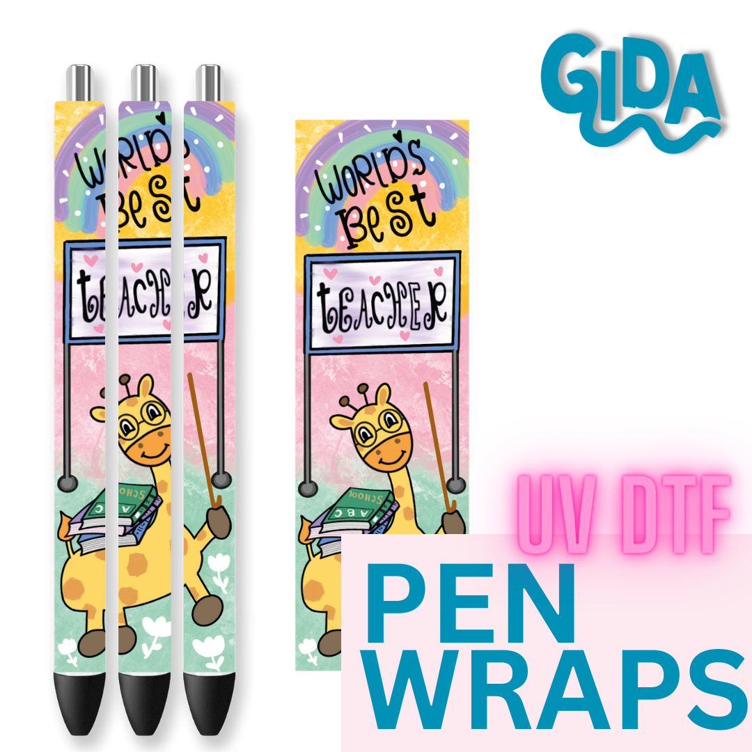 UV DTF - Best Teacher Jirafa Christmas Pen Wrap