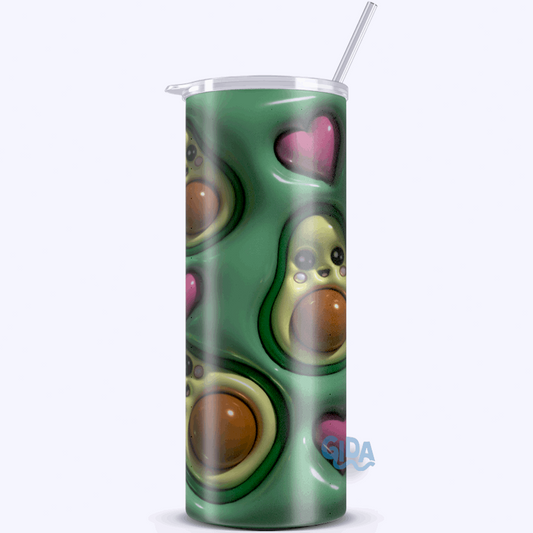 3D - avocados with hearts Straight 20oz Tumbler wrap Vinyl