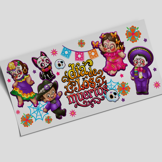 UV DTF Wrap Stickers - Dia de los Muertos Halloween - 16oz libbey (Copy)