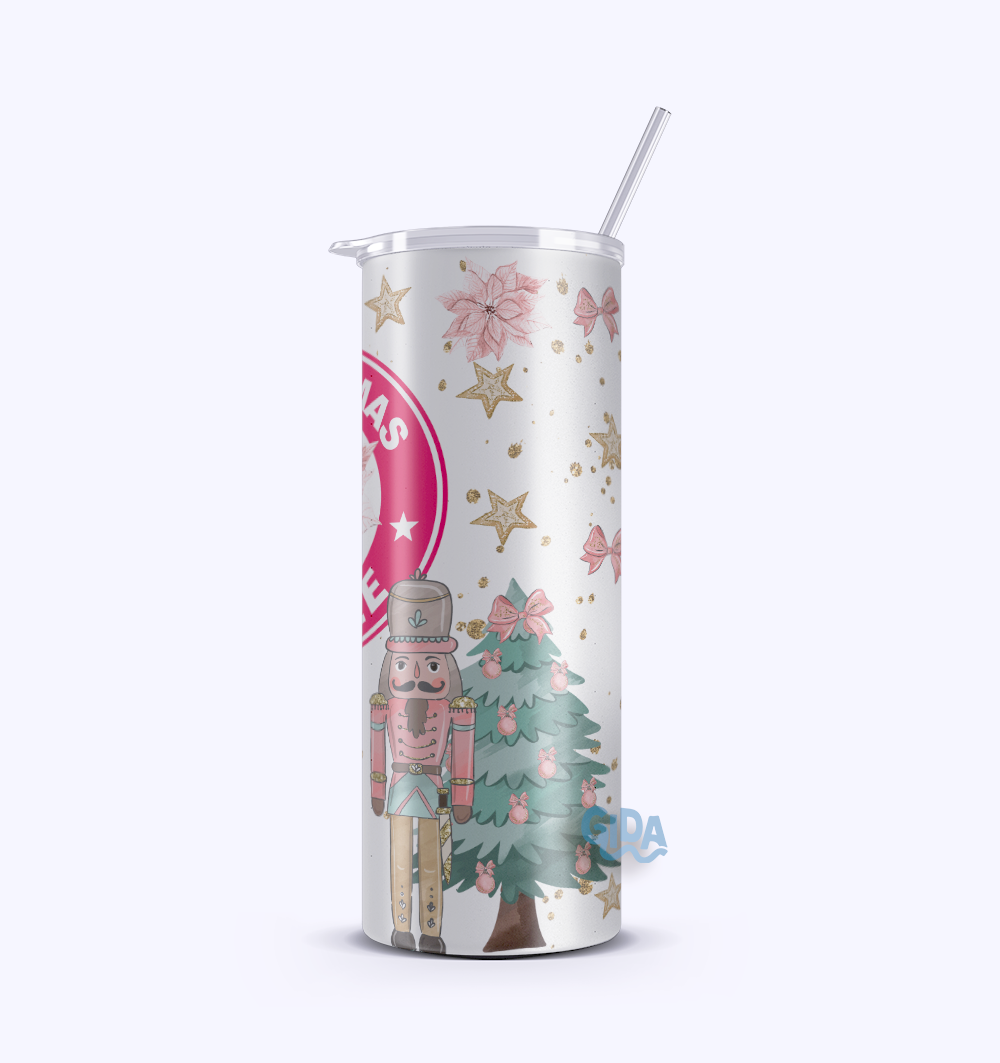 UV DTF - 20oz Tumbler Wrap PINK Nutcracker christmas