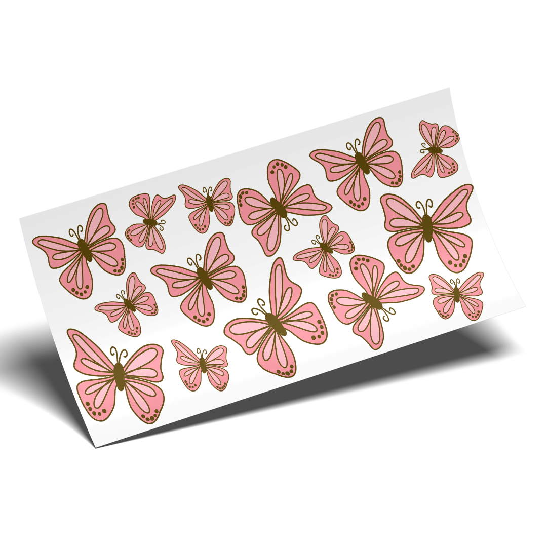 Cup Wrap Stickers UV DTF - Retro Butterflies