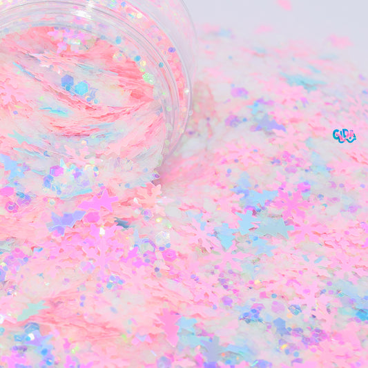 Pink Christmas Tree and Snowflakes Chunky Glitter - 2.2 oz