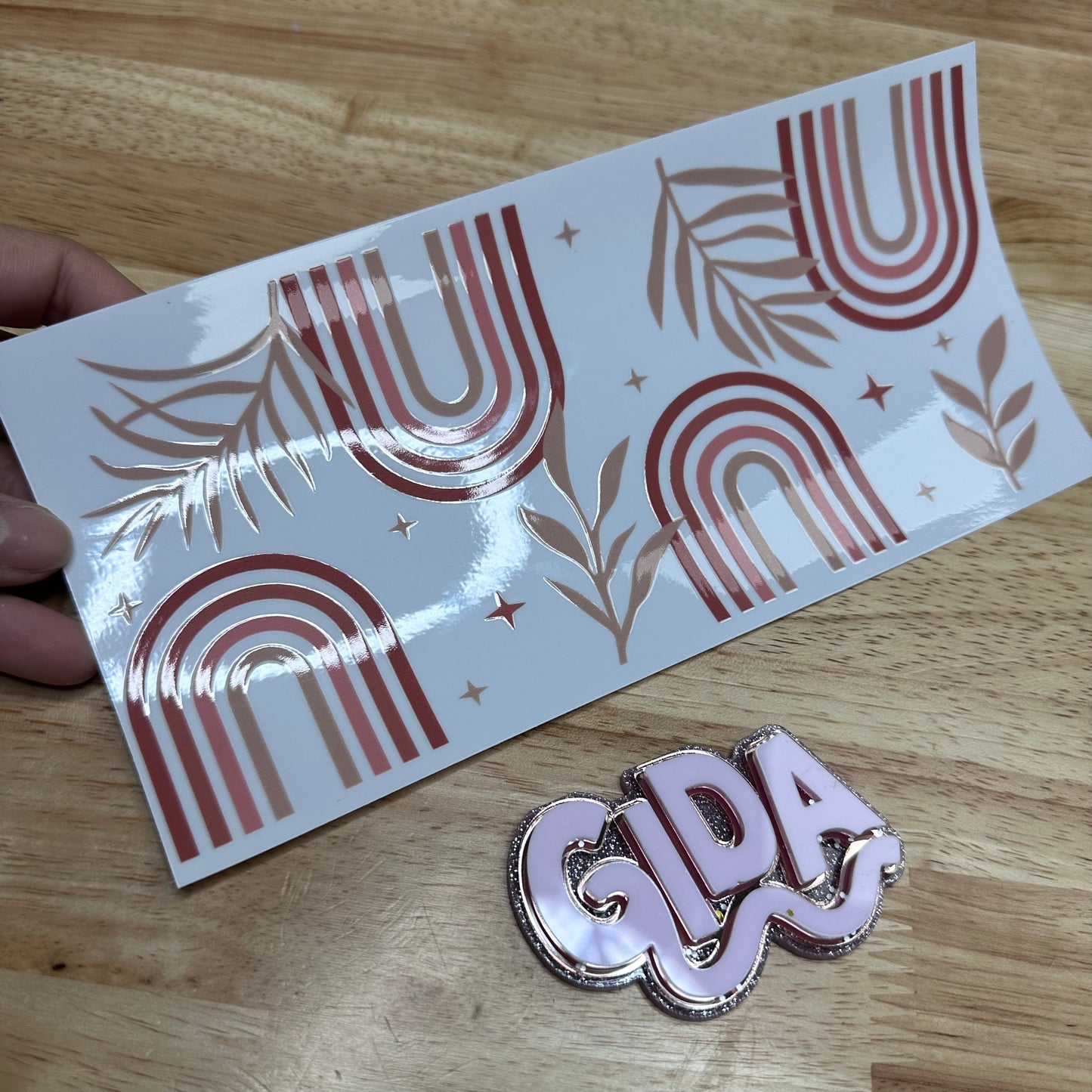 UV DTF - Delicate Nude Rainbow Libbey cup Wrap