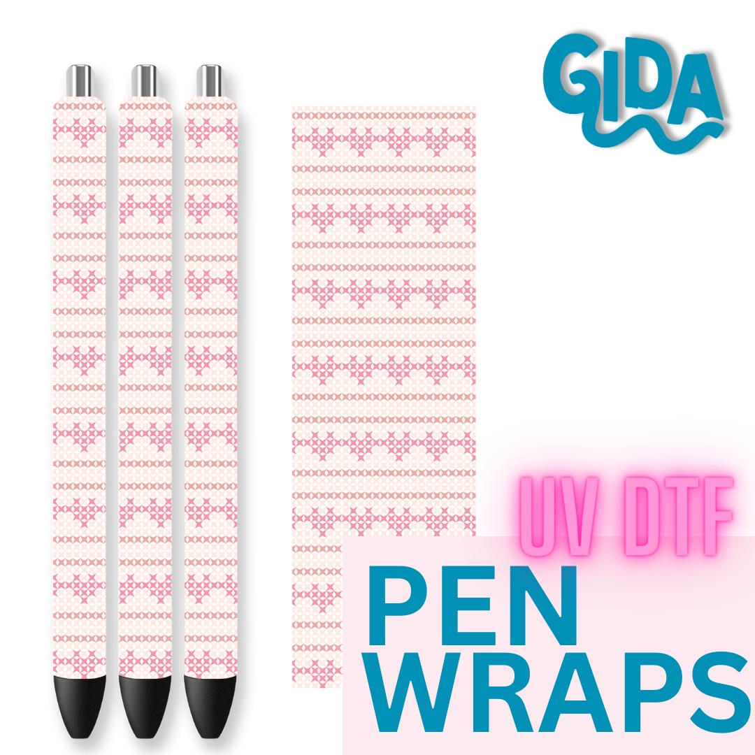 UV DTF - Minimal Hearts Pattern Valentines Pen Wrap