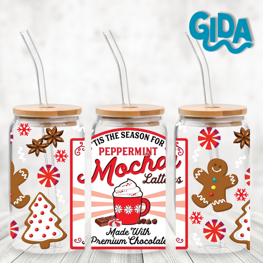 UV DTF - Mocha Latte Christmas 16oz Libbey cup Wrap