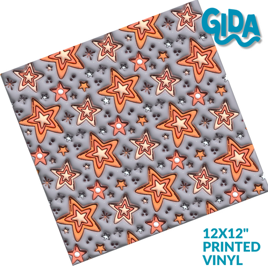 Nude Handwritten Cute Stars Pattern 12x12" Printed Permanent Vinyl