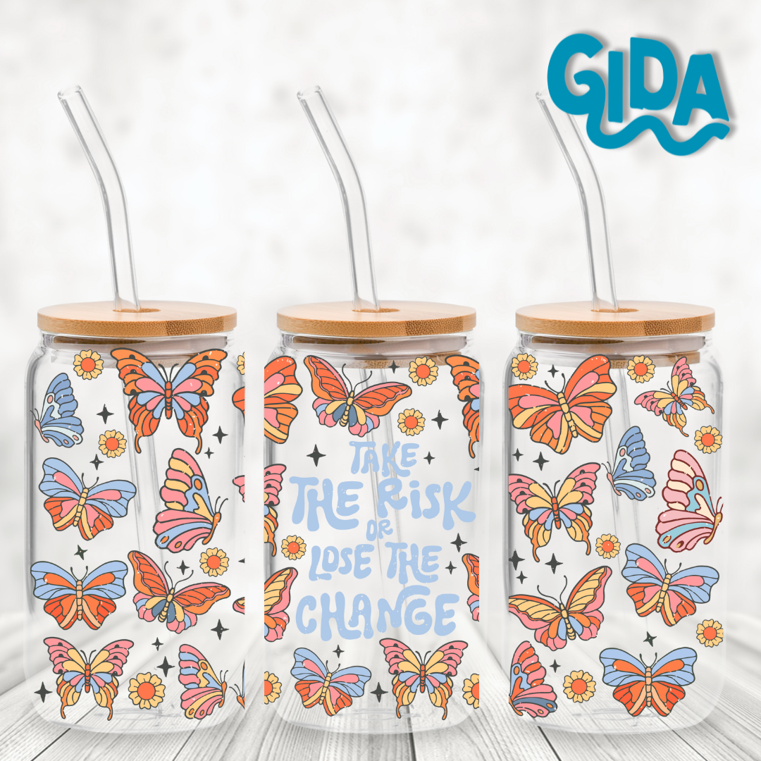 UV DTF - Take the Risk Butterflies Libbey cup Wrap