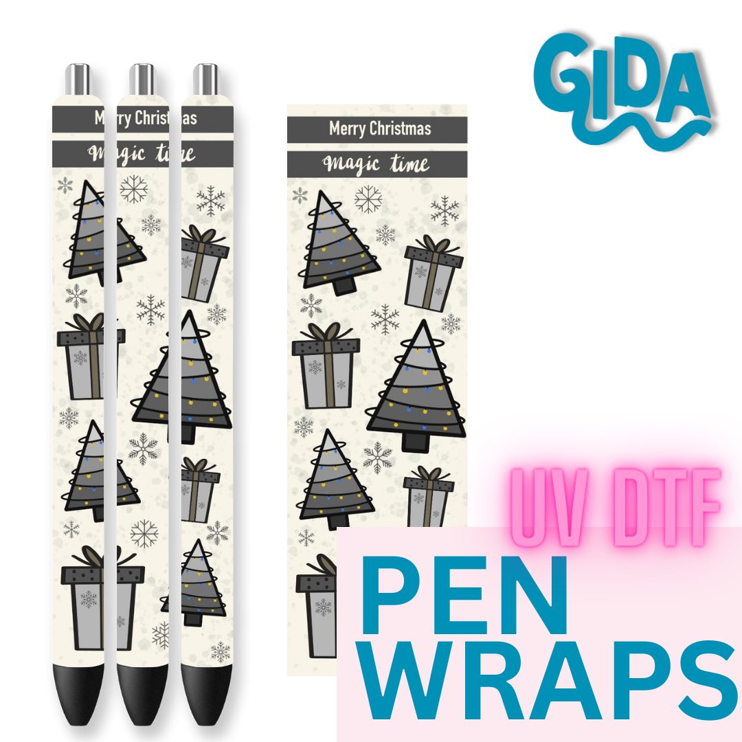 UV DTF - Grey Tree's Christmas Pen Wrap
