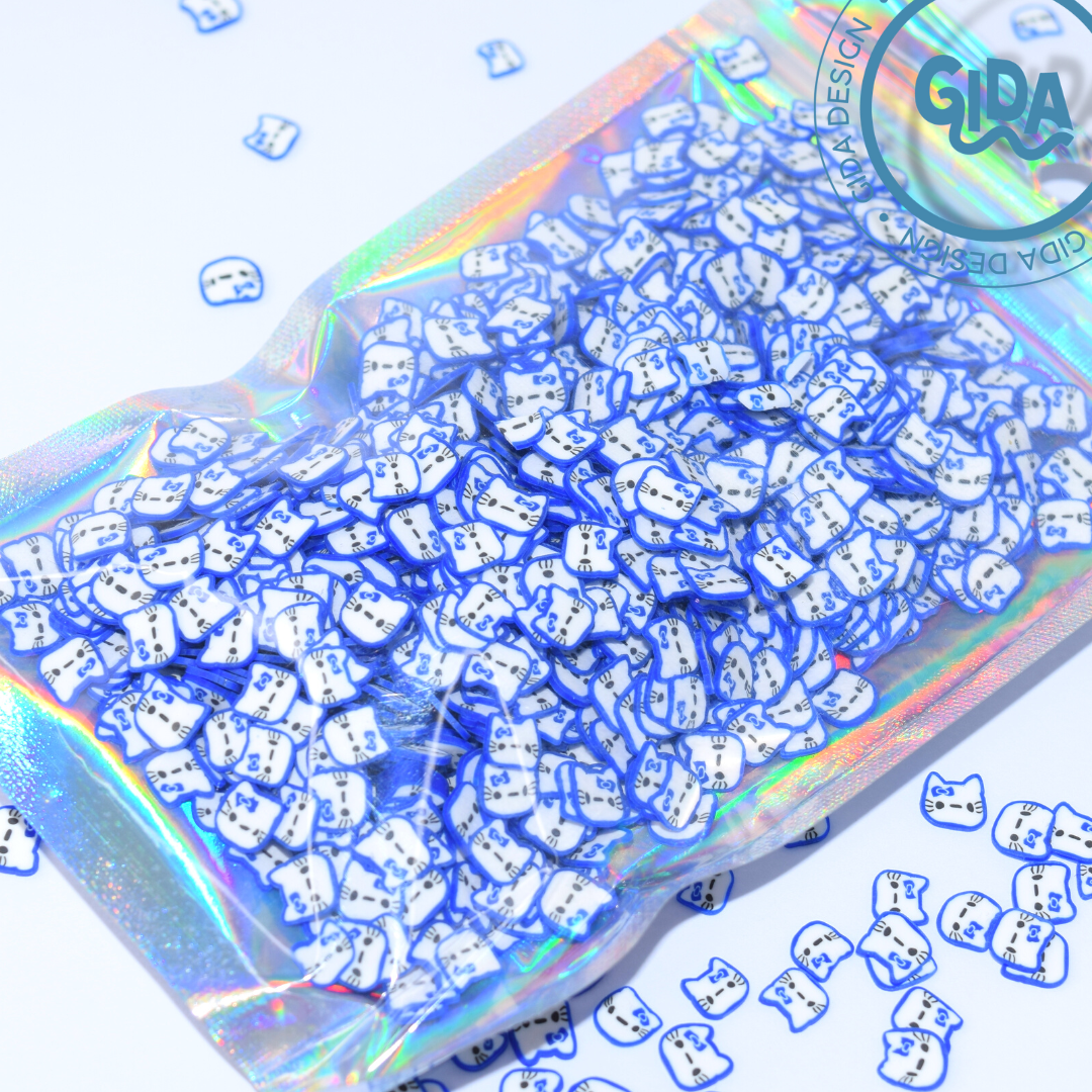 Blue hello Kitty Polymer clay 1 oz